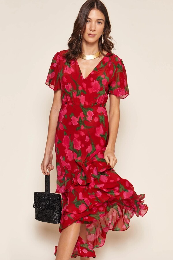 New Rixo Gilly Floral Tiered Silk Maxi Dress Sz XXS XS S M L XL PRP: £345
