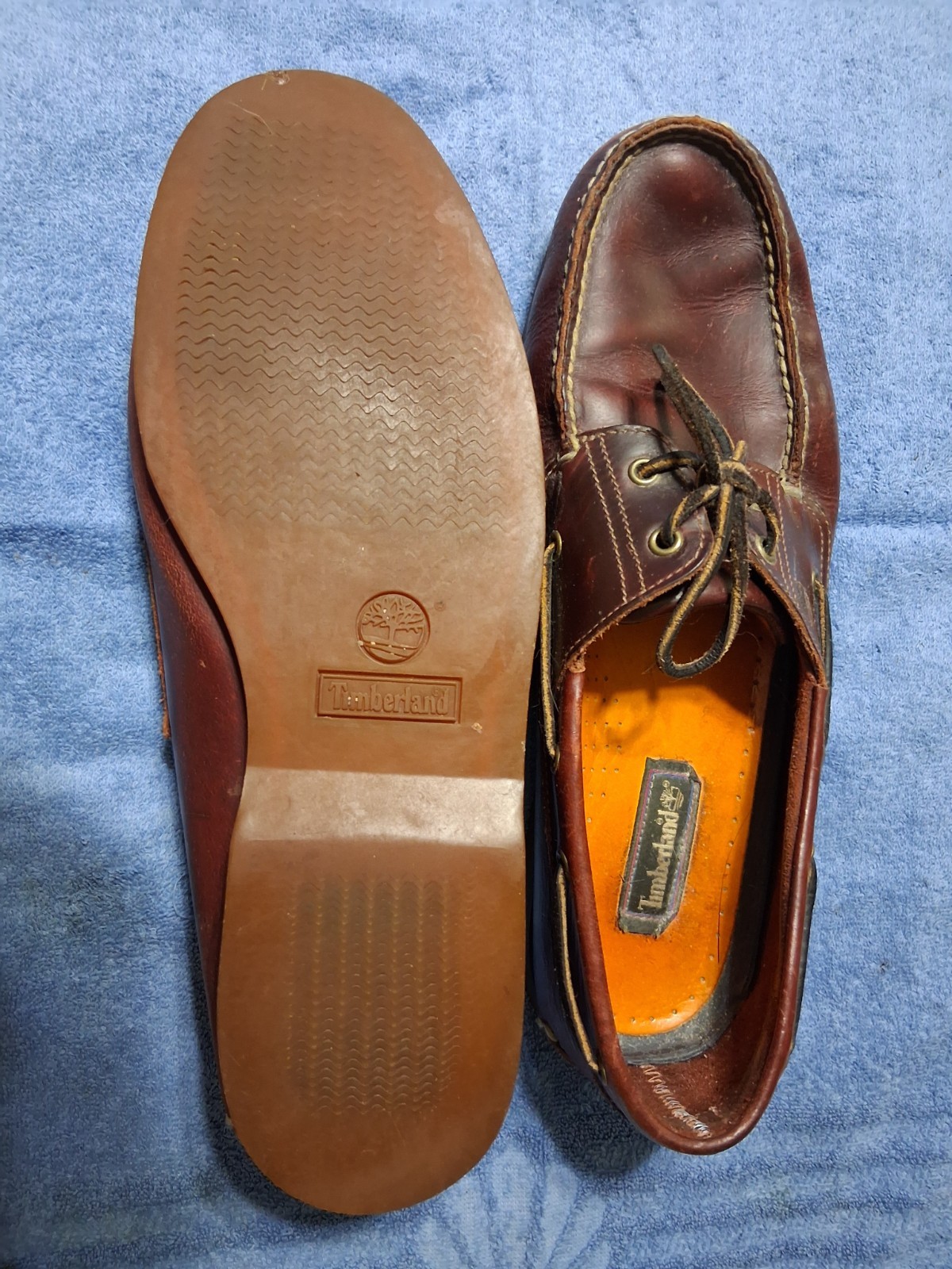 Timberland Loafers size 15w 2 pair 1 leather and one Blue suede