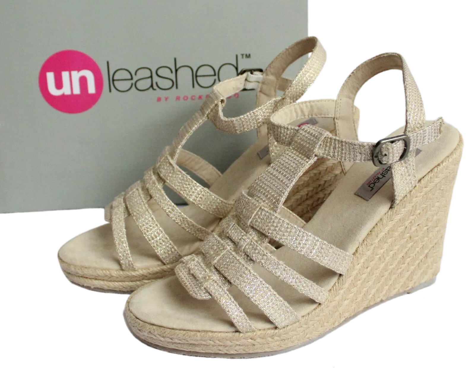 Unleashed by Rocket Dog Georgia Womens 9 or 10 Espadrille Wedge Sandals Natural