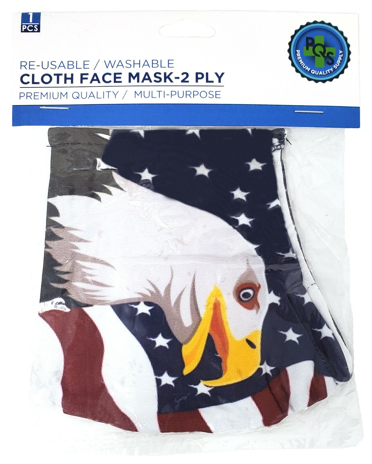 American Eagle USA Face Mask 2-Ply – Soft Cloth – Re-usable, Washable, Durable