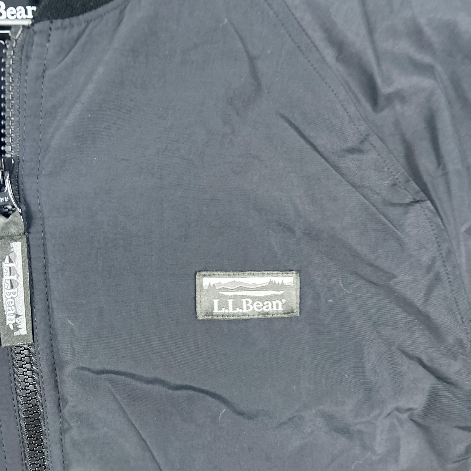 LL Bean Bean’s 3 Season Jacket Mens Large Black Nylon Bomber Full Zip Lined