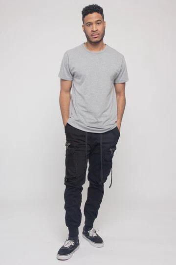 Victorious Men’s Essential Ribbon Utility Pocket Drawstring Jogger Pants JG3027