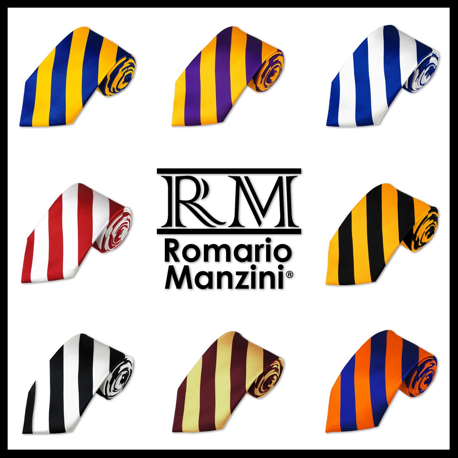Romario Manzini® Men’s Slim collegiate Stripe Woven Tie (22 colors)