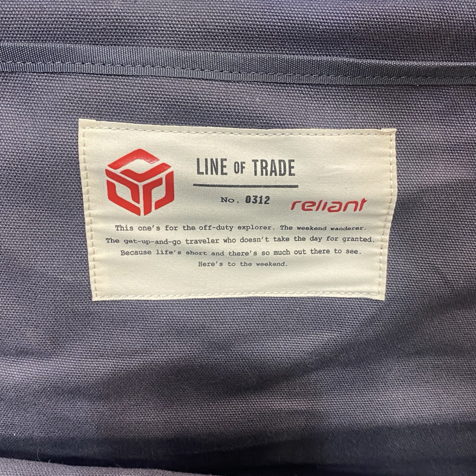 Line Of Trade Blue Weekender Bag 0312 Canvas Duffle Leather Trim Travel Tote 22”