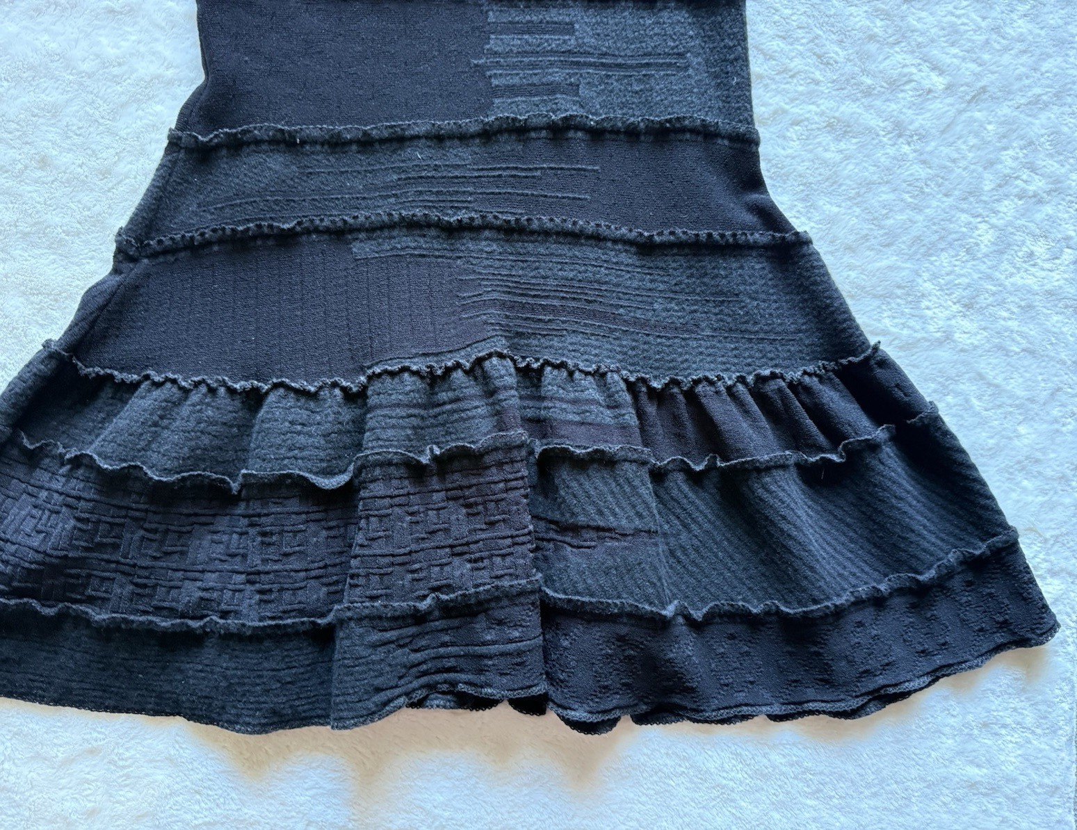 Chanel Fall 2007 07A Black Pleated Knit Dress Size 42 Karl Lagerfeld