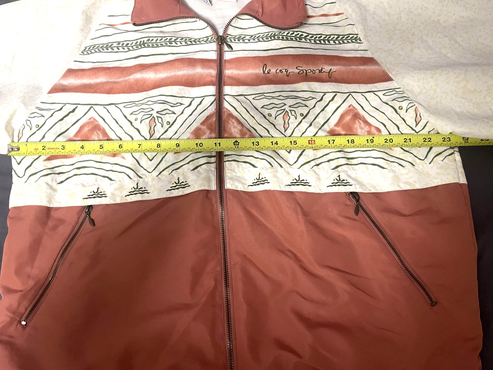 Le Coq Sportif Windbreaker 90s Jacket Mens Medium Vintage French Orange Spring