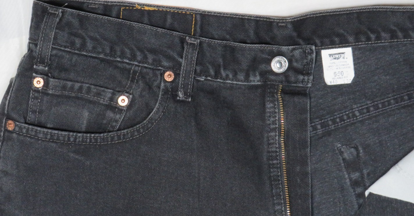 LEVIS BLACK JEANS 505 VINTAGE 40×30 REGULAR STRAIGHT CLASSIC DENIM CANADA 2001
