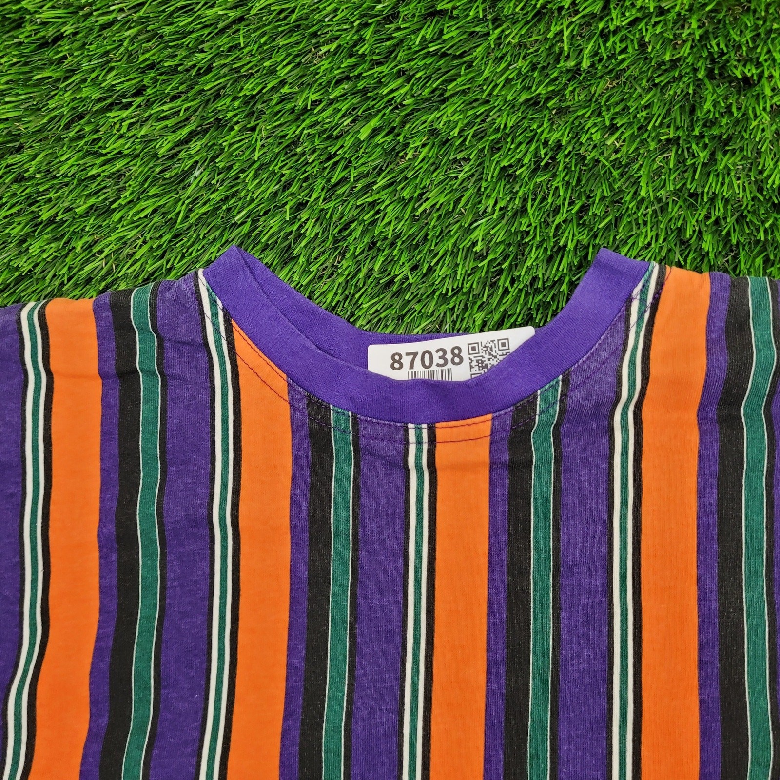 Vintage 90s Summer Fringe Stripes Shirt Womens Large 22×21 Baggy Boxy