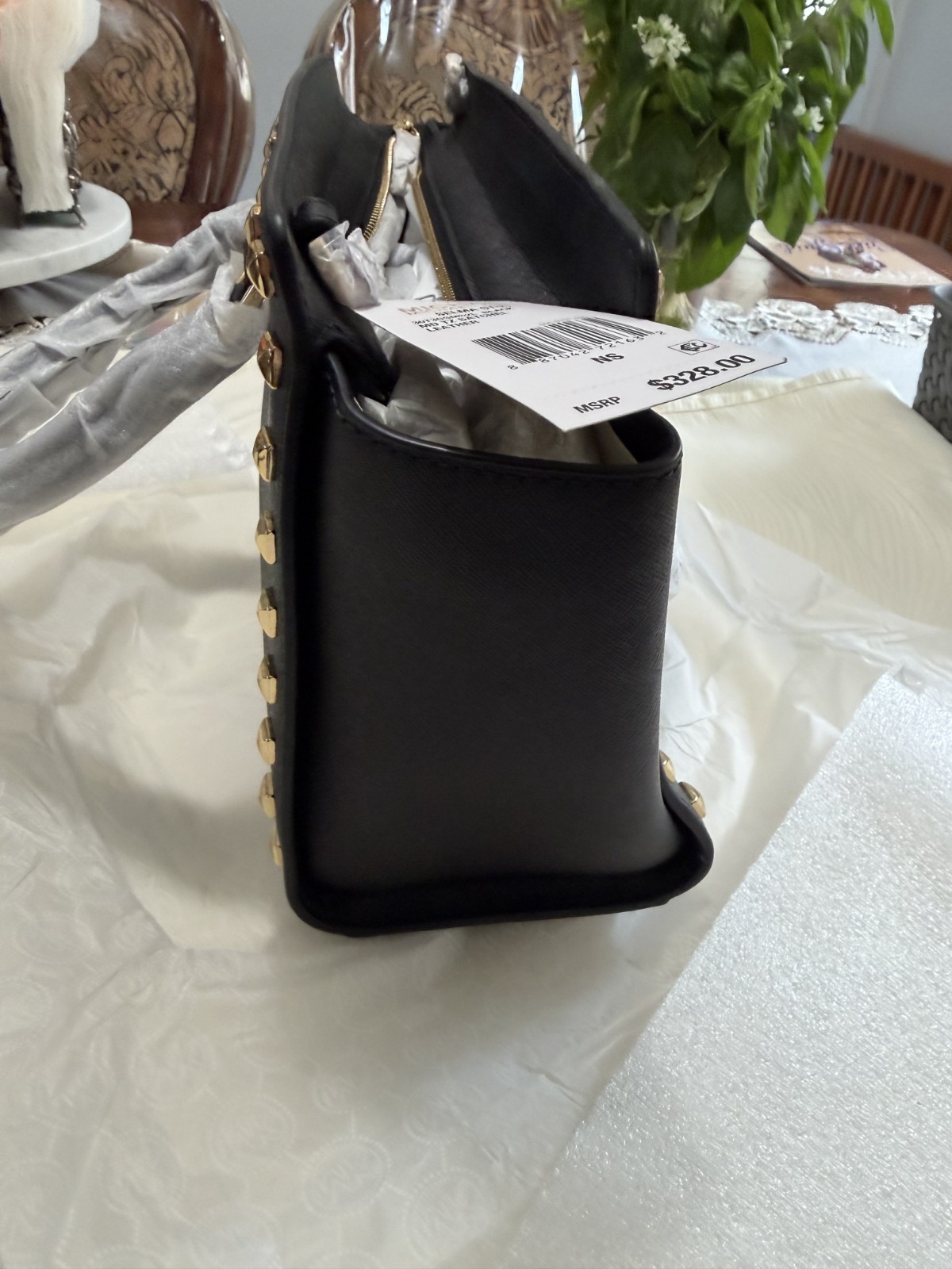 Michael Kors Selma Stud Medium TZ Satchel Black Leather NWT 30T3GSMS2L