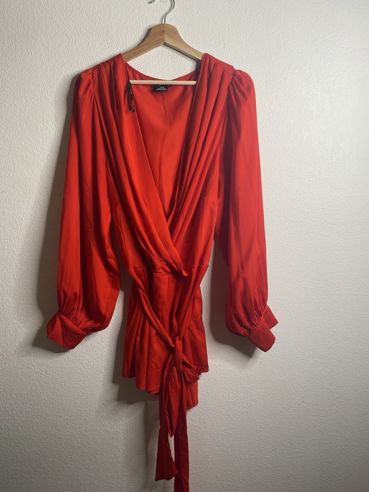 City Chic Blouse Womens Hi Low Wrap Tie Red Size 18