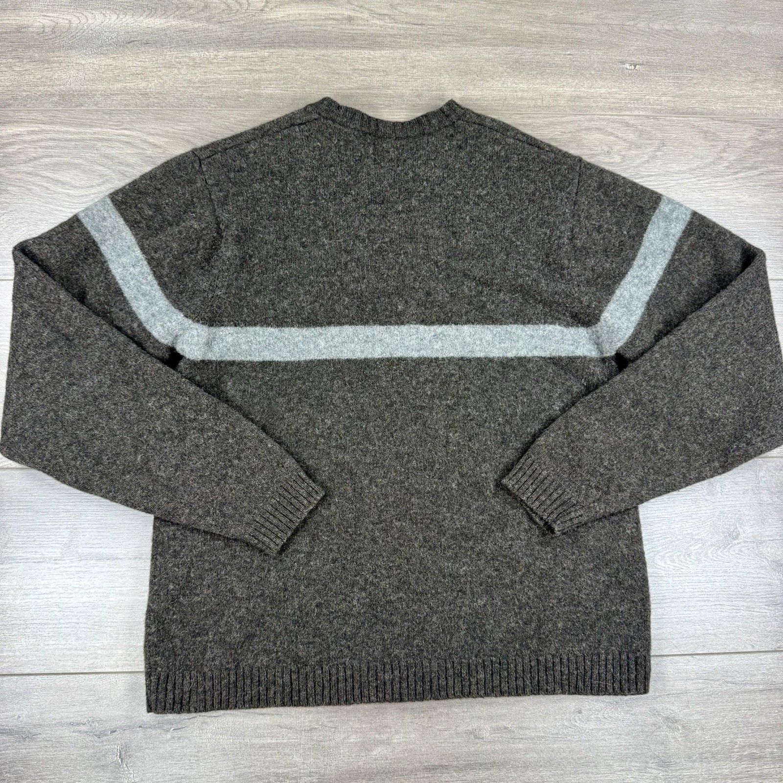 Vintage GAP 100% Lambswool Pullover Sweater Men’s Large Brown Ribbed Cuffs Hem
