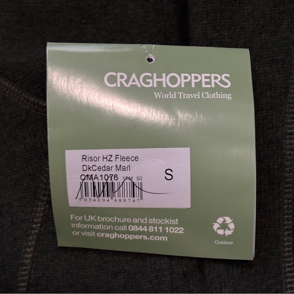 Craghoppers Mens Risor HZ Half Zip Fleece Dark Cedar Marl – UK Small NWT