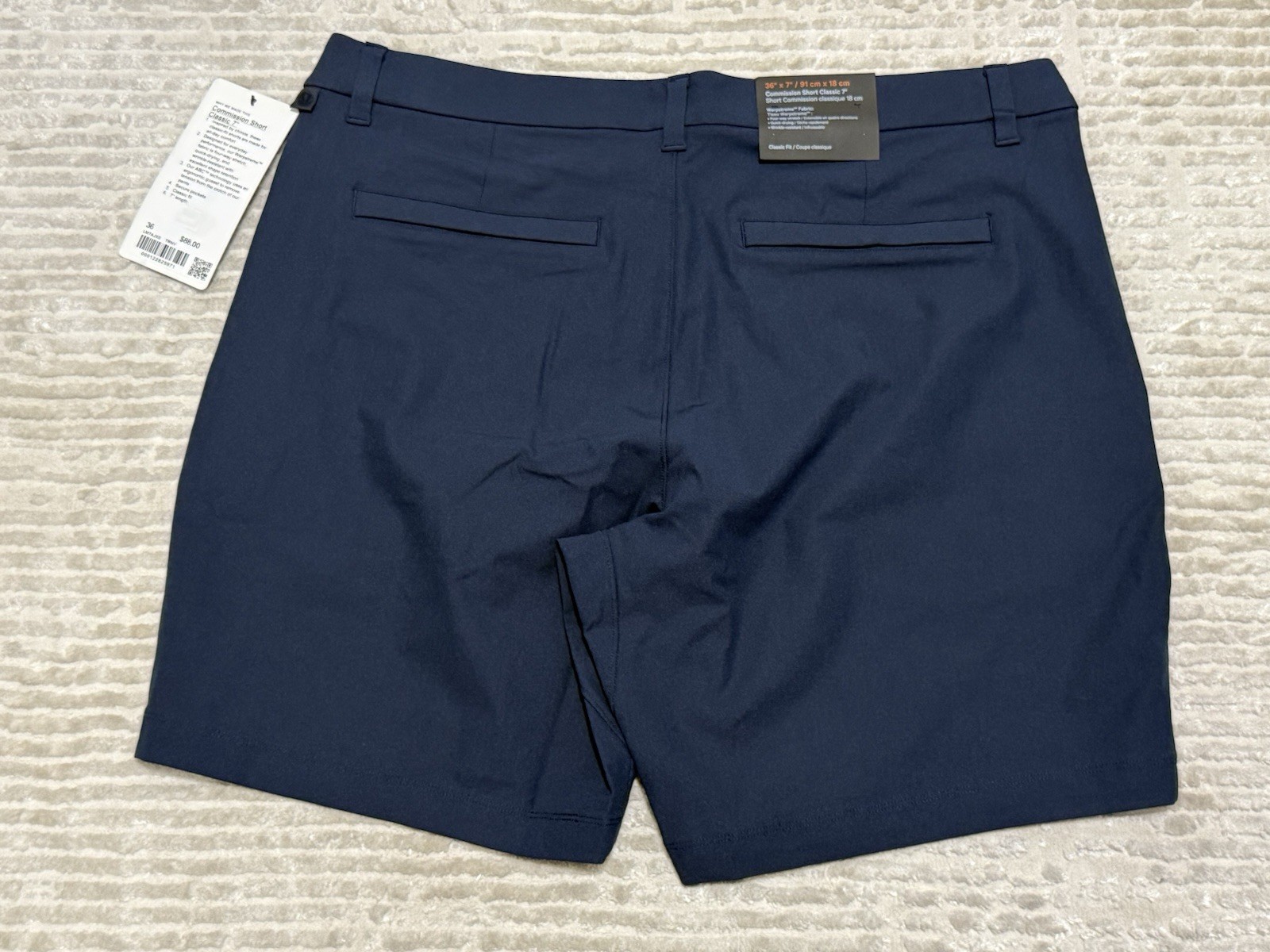 Lululemon ABC Classic Fit Commission Warpstreme Shorts True Navy – 36 X 7