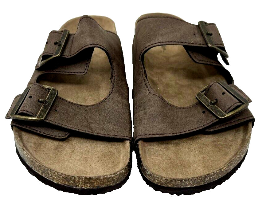 Goodfellow Women’s Double Buckle Comfort Slip On Slide Sandals Brown Size:7 102P