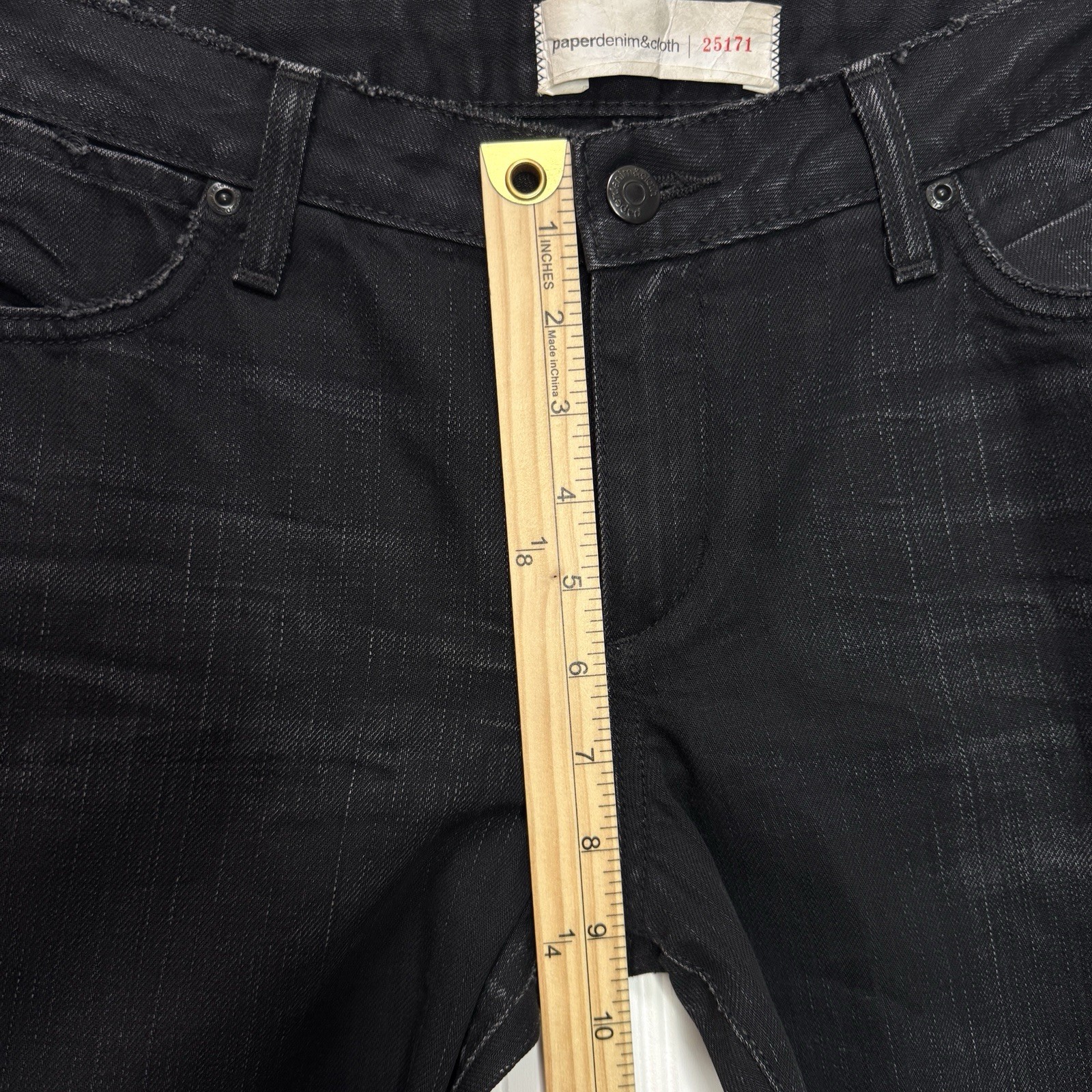 Paper Denim & Cloth Jeans “Eclipse” Black Flare Distressed Low Rise Cotton USA