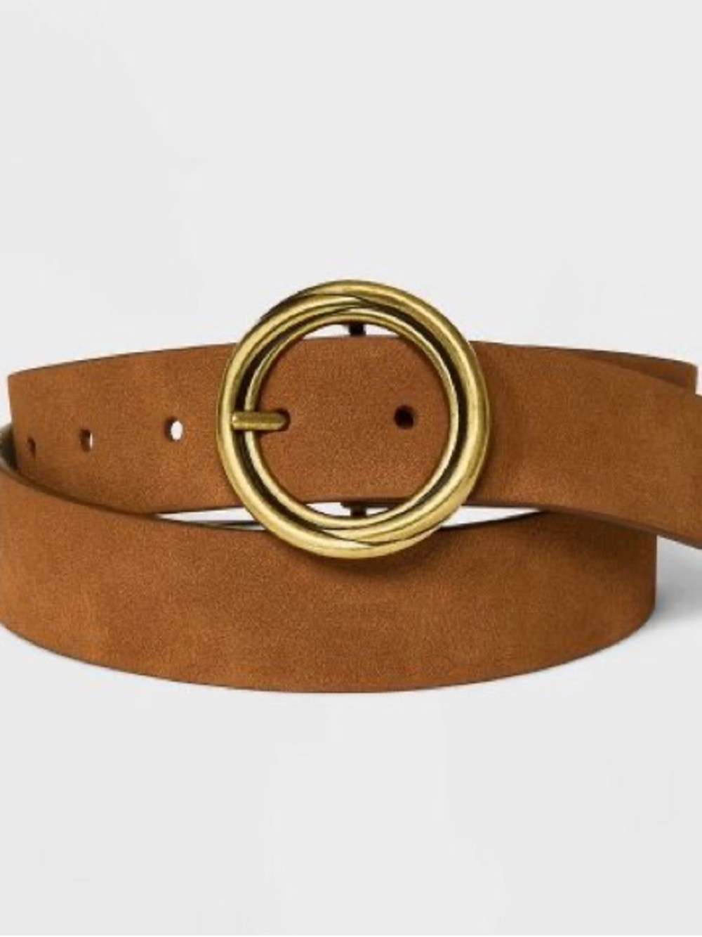 Universal Thread Tan Suede Belt with Gold Circular Buckle