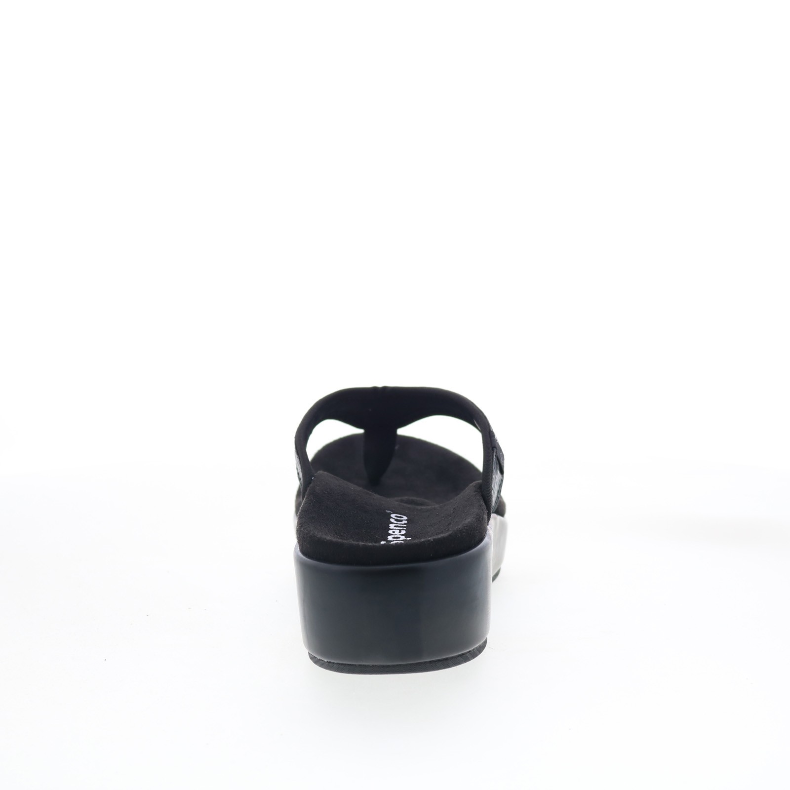 Spenco Weekend SP1076BLK Womens Black Wide Leather Flip-Flops Sandals Shoes