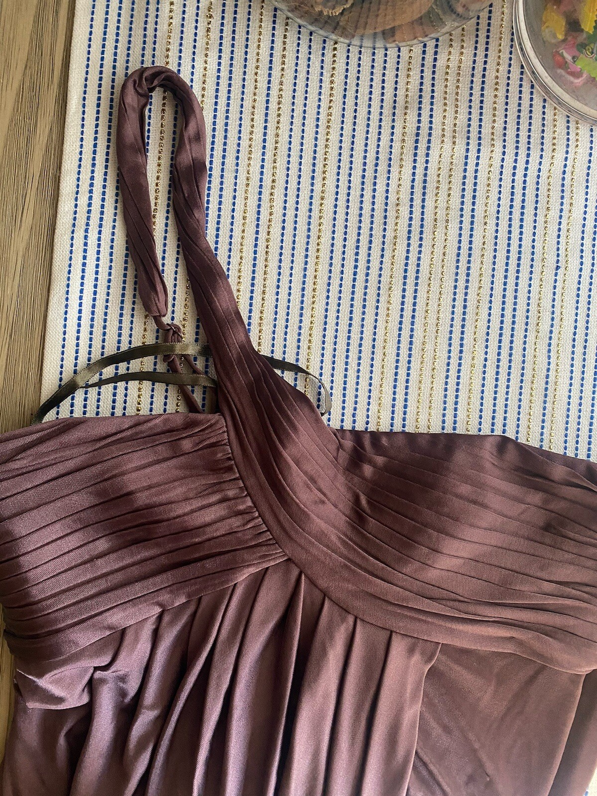 BCBG Max Azria Brown Eve One-Shoulder Dress Cascade Cocktail Sz 8 NWT