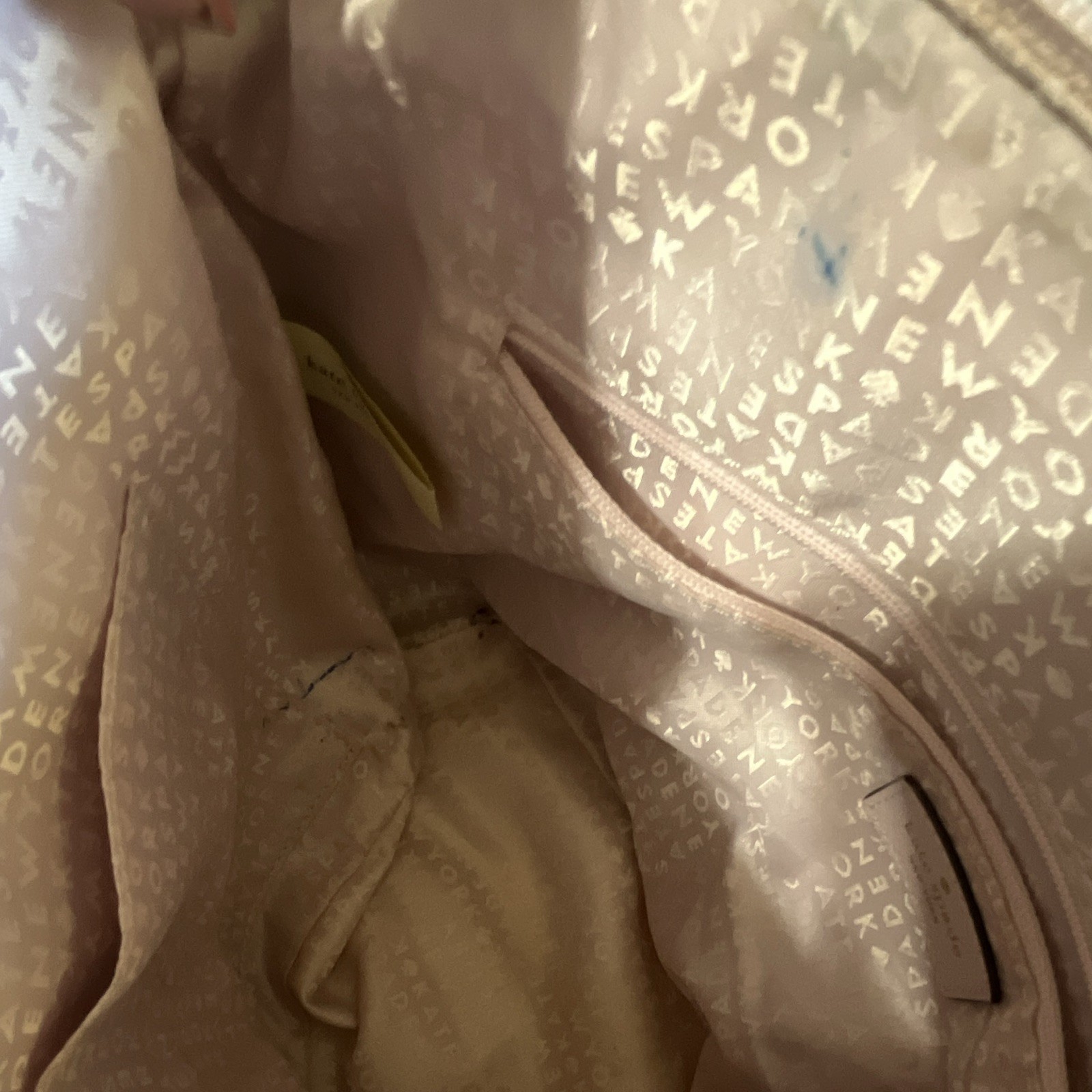 kate spade new york Pink/Gold Glitter Polka Dot Zip Top Tote Gold Pockets