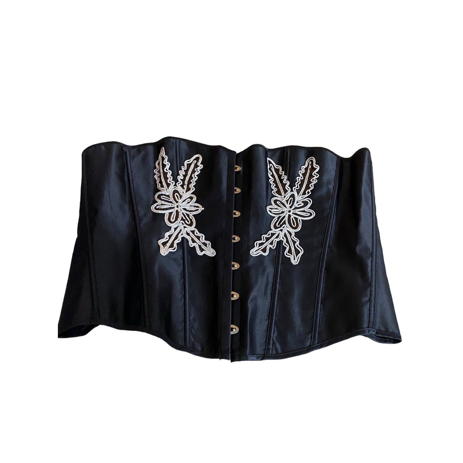 Adore Me Bustier Women’s 3X Black White Poly Spandex Blend Bling Applique ￼