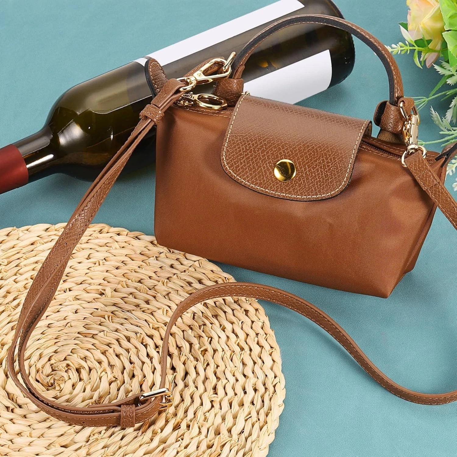 36″ to 47″ Adjustable PU Leather Purse Strap with Silver Hardware Dark Green