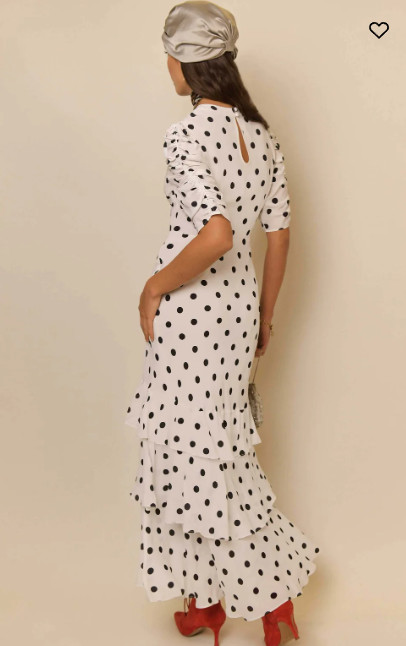 NEW Rixo Evelyn Tiered Ivory Vintage Spot Midi Dress Size XXS XS S M L XL