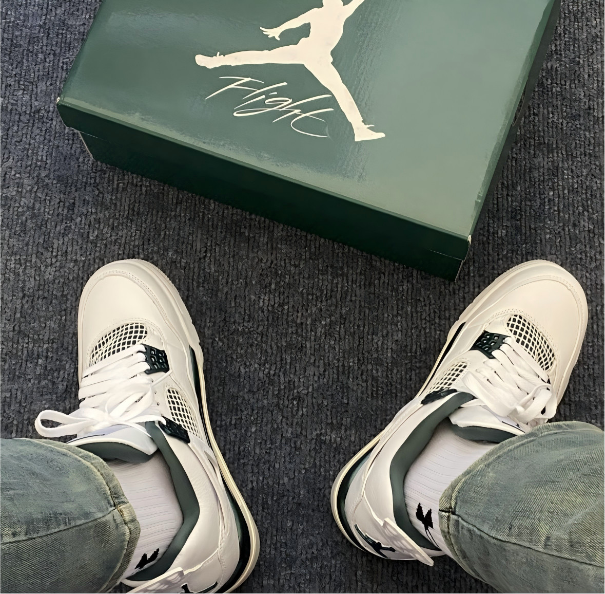 Men’s Jordan 4 “Oxidized Green” Mid Top Retro Basketball Shoes US Size 7-12