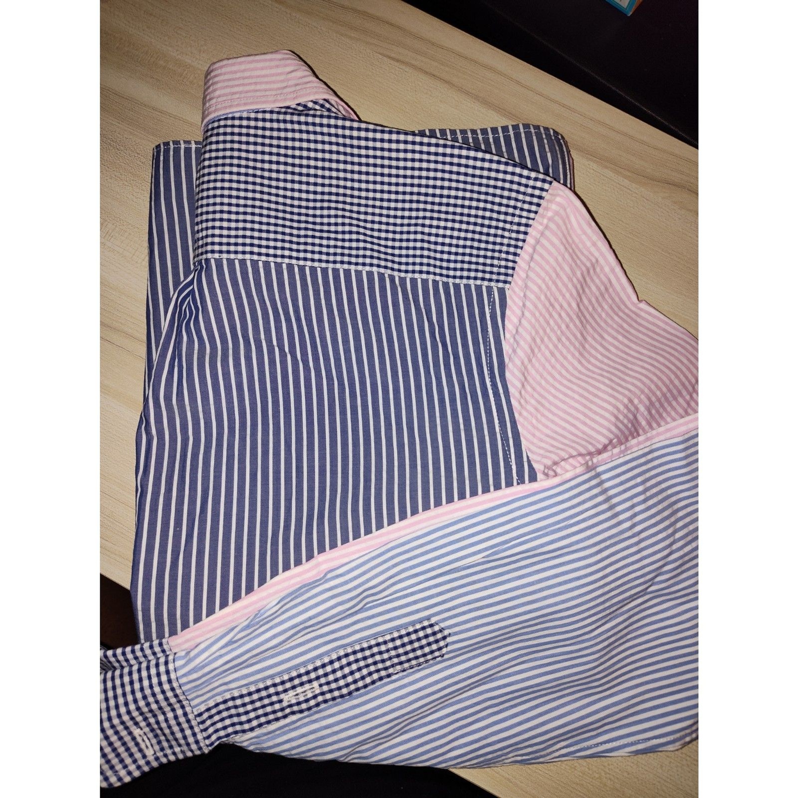 Polo Ralph Lauren Patchwork Striped Shirt L/G (14–16) Multi Stripe Button‑Down