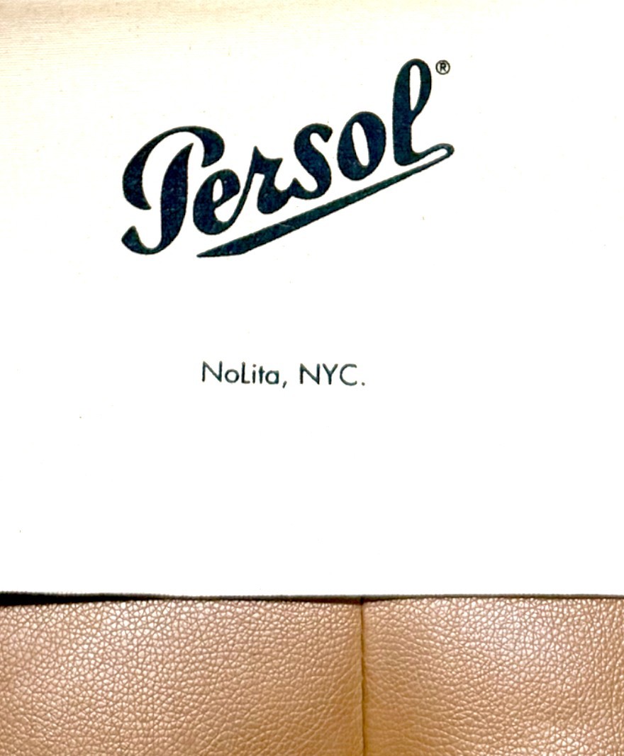 Persol sunglass canvas shoulder Tote Bag 15”x16 medium beige designer Italy NEW