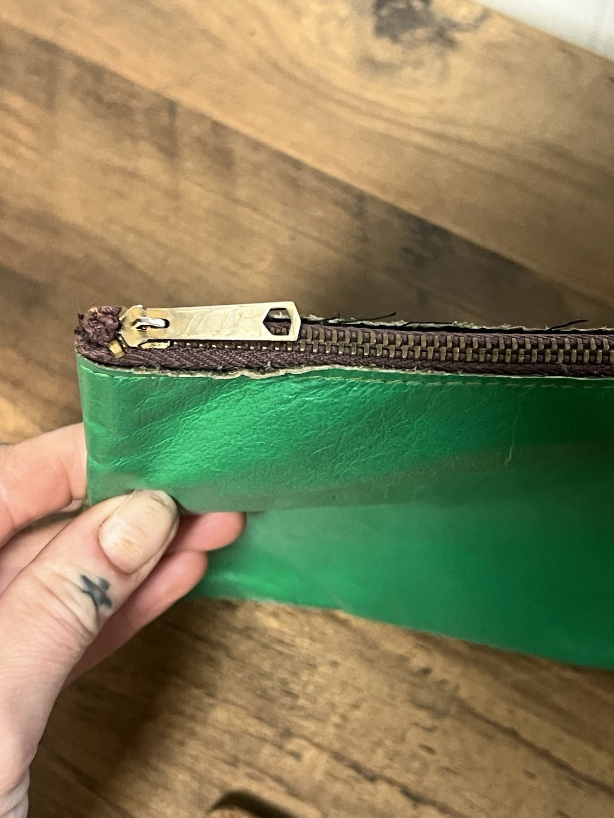 Pair of Vintage Leather Handmade Handbag & Eel Leather Wallet