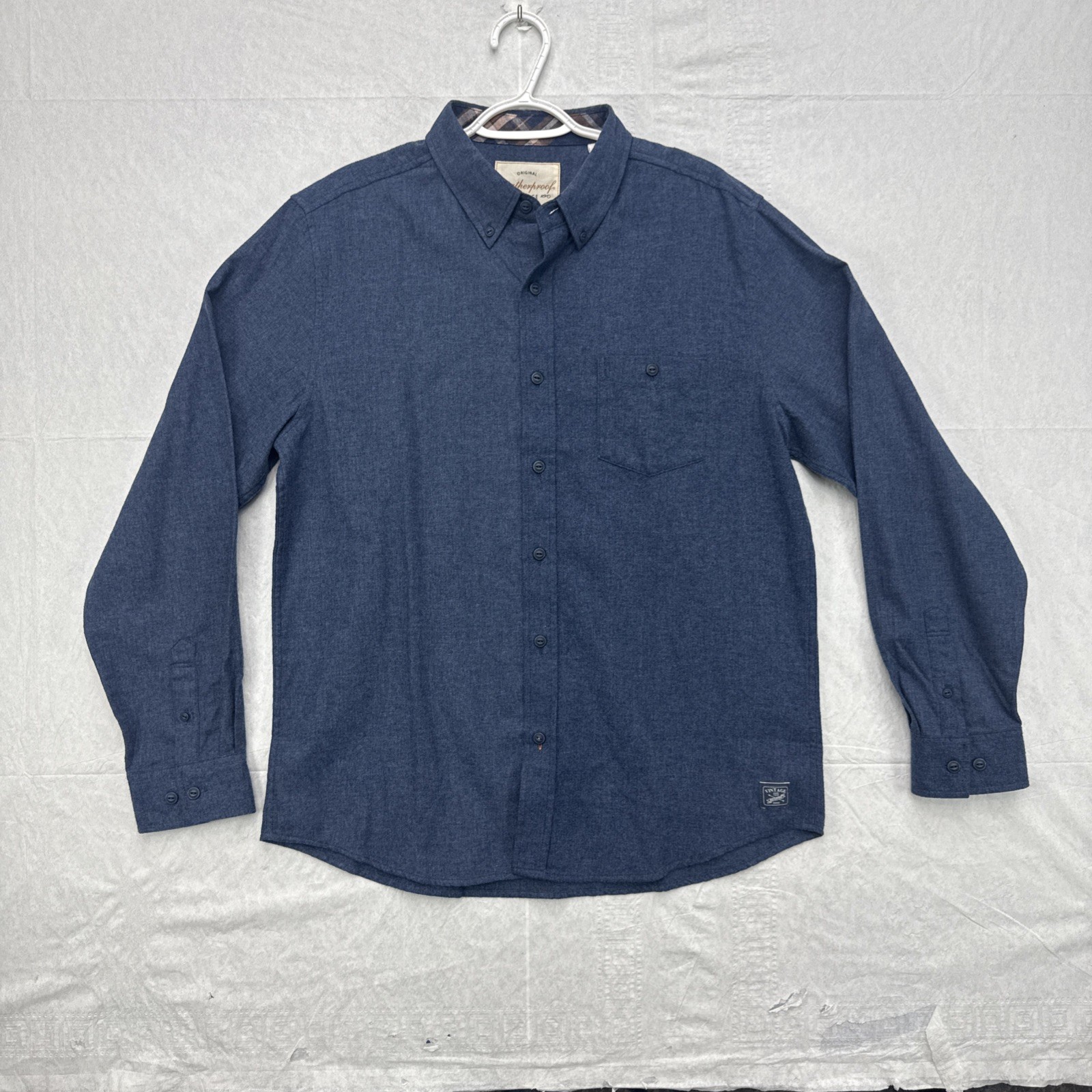 Original Weatherproof Men’s Blue Long Sleeve Button Down Flannel Shirt L