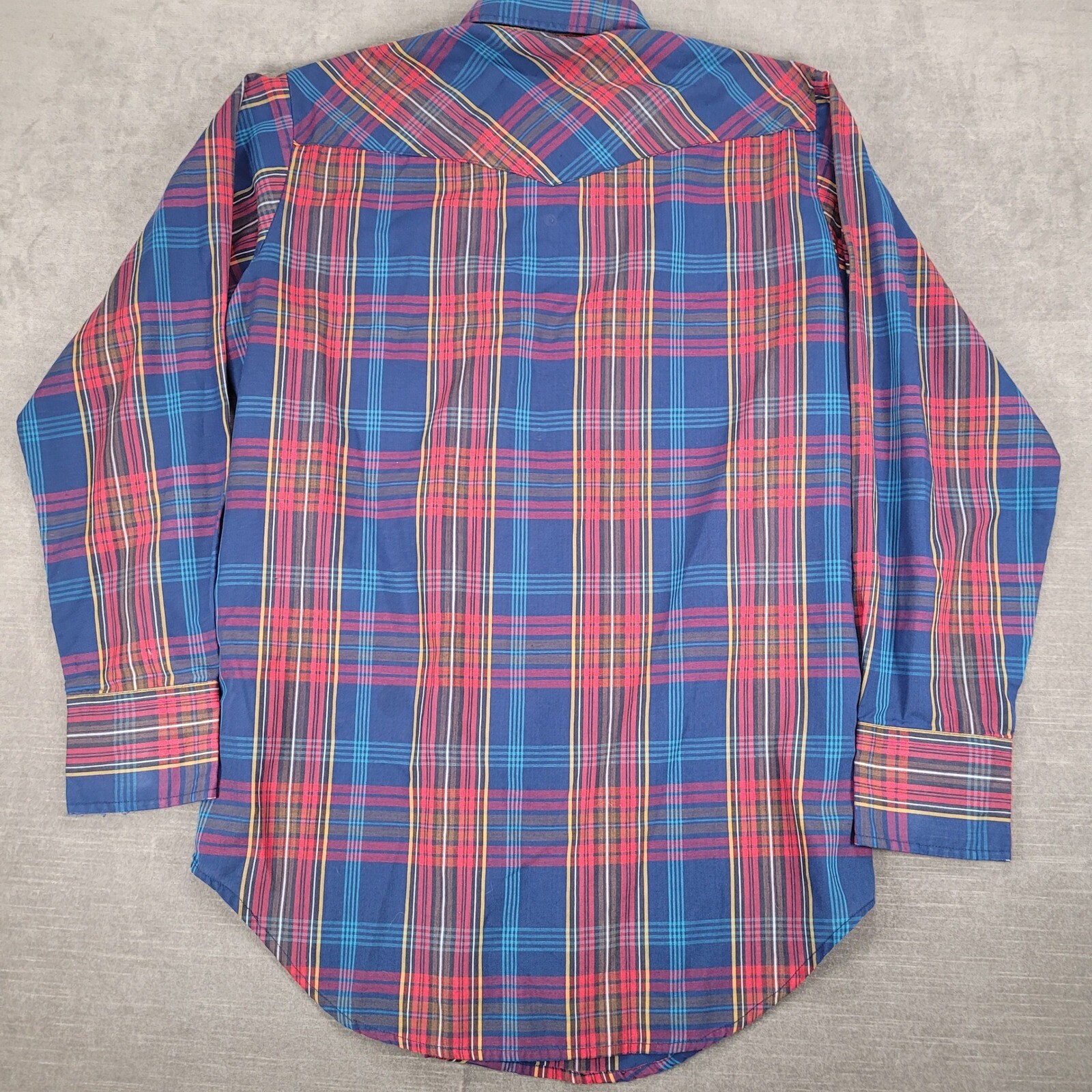 Plainsman Extra Long Tails Plaid Western Shirt Long Sleeve Snap Up Cowboy Sz Med