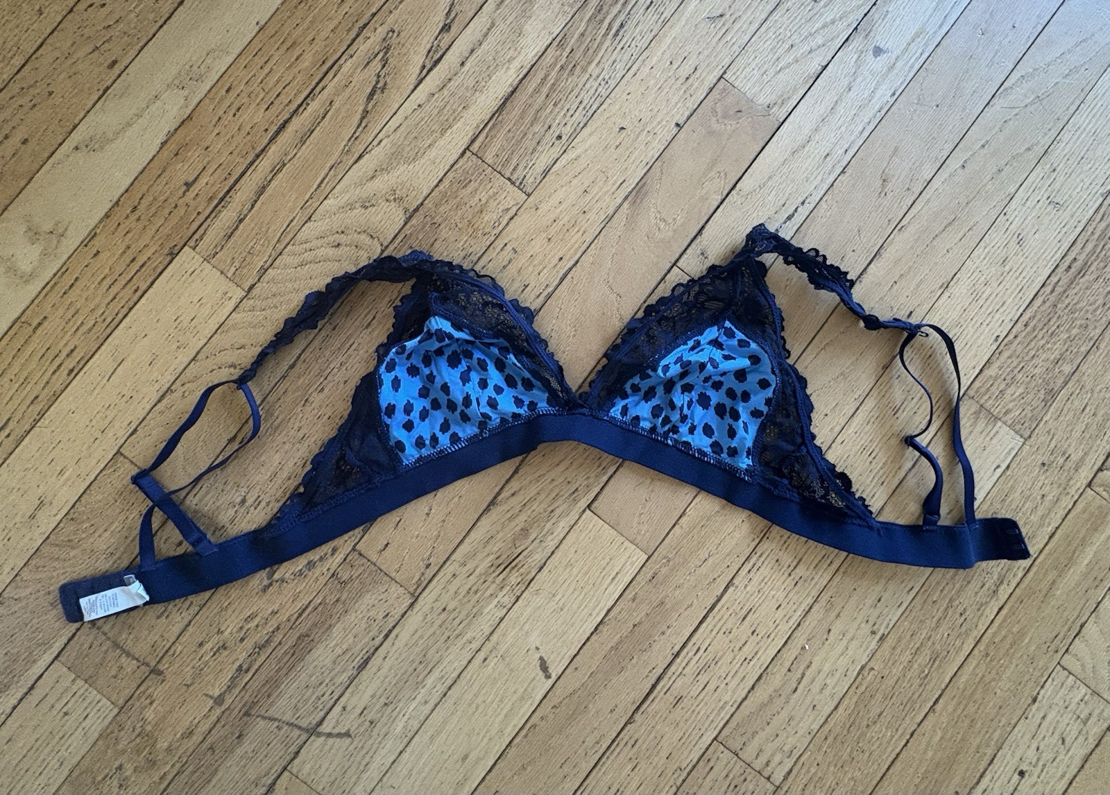 Aerie M Blue Leopard Animal Print Lace Wireless Bralette