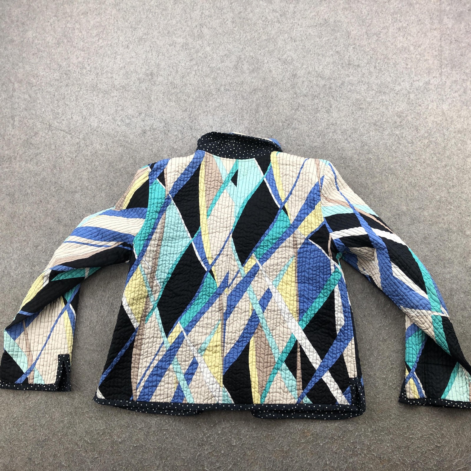 Reversible Quilted Cotton Jacket Womens Medium Multicolor Geometric Polka Dot