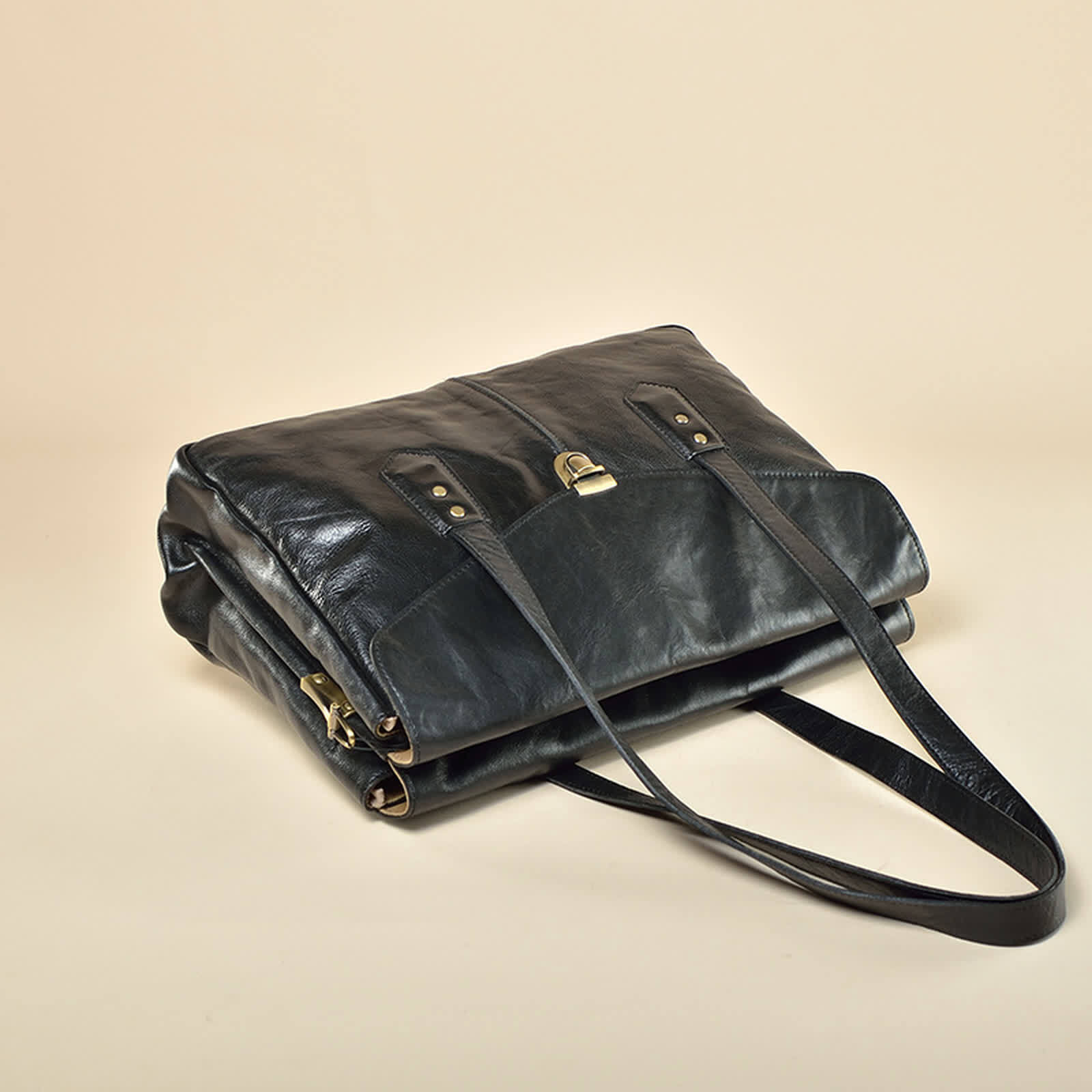 Erivis Brown Women Genuine Leather Briefcase with Adjustable Strap