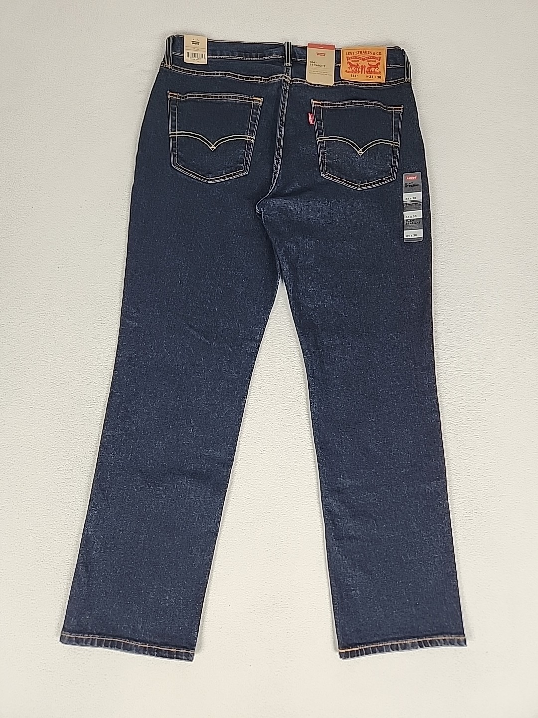 Levi’s 514 Regular Fit Zip Fly Straight Denim Jeans 34X30 Mens Dark Blue Stretch