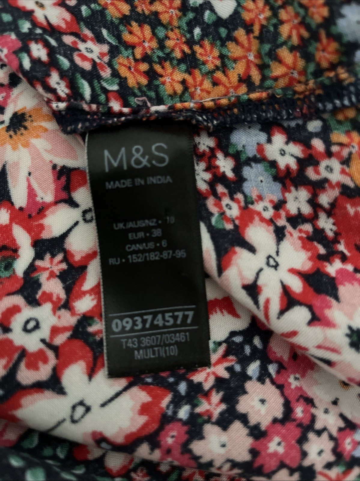 Long Sleeved Blouse M&S Pink Blue White Floral UK 10 Ladies