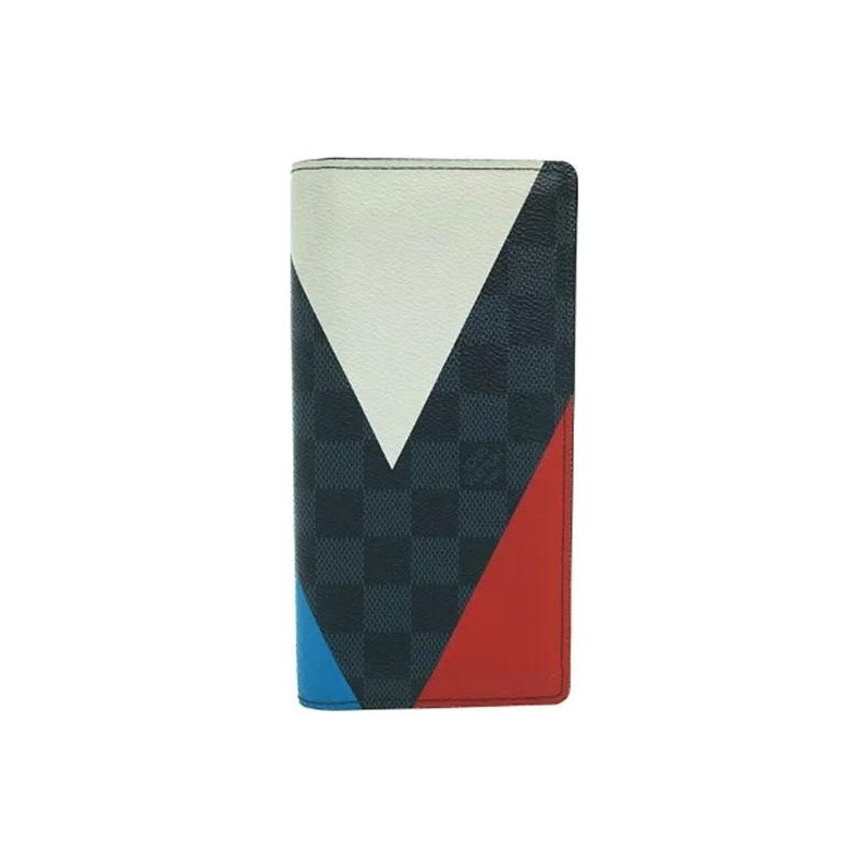 LOUIS VUITTON color-block design canvas wallet unisex 3.9×7.48 in