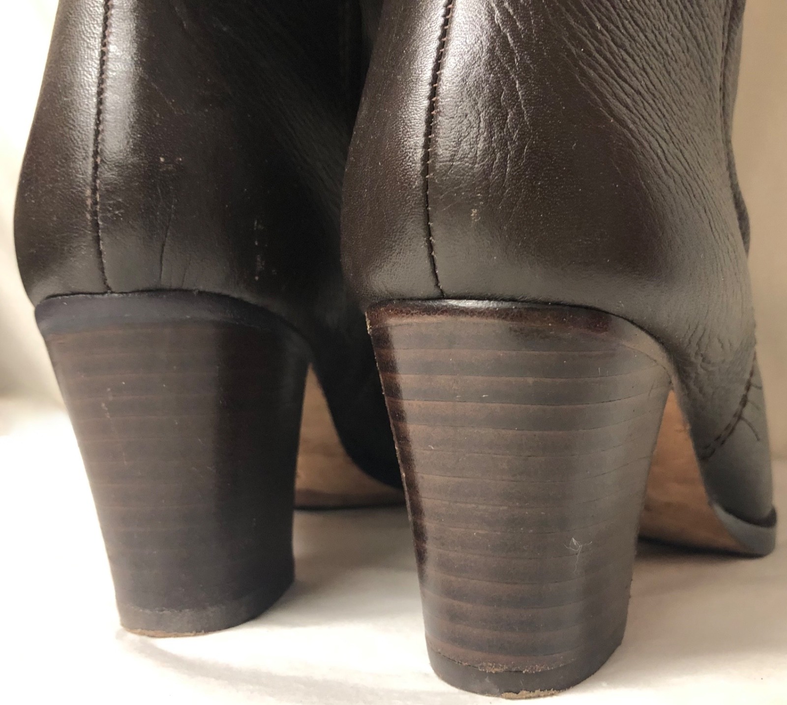 JESSICA BENNETT TALL WESTERN CAMPUS RIDING BOOTS BROWN LEATHER STACK HEEL SZ 6M