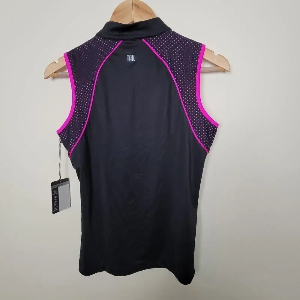TAIL Sleeveless Mini Mock Golf TOP SUGAR RUSH (Onyx Black) Small
