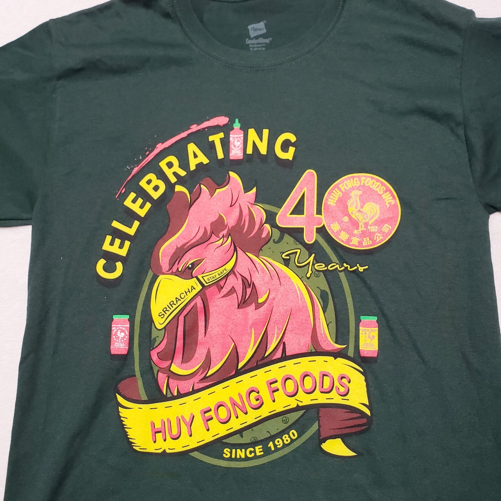 Sriracha 40 Year Sauce Graphic T Shirt Green Small Huy Fong Foods Since 1980