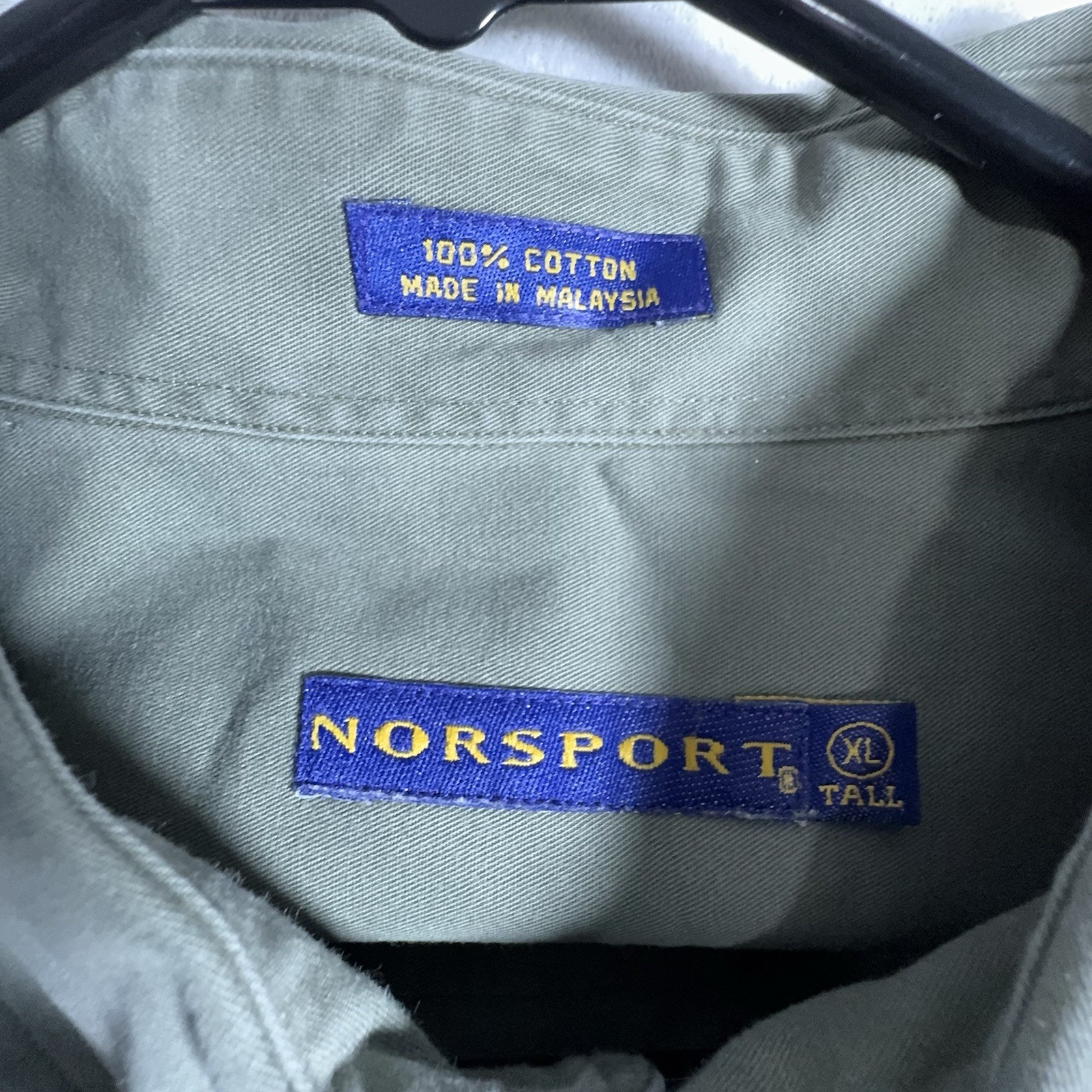 Norsport Button Down Shirt Men’s XL Tall Long Sleeve Cotton Green Nautical Logo