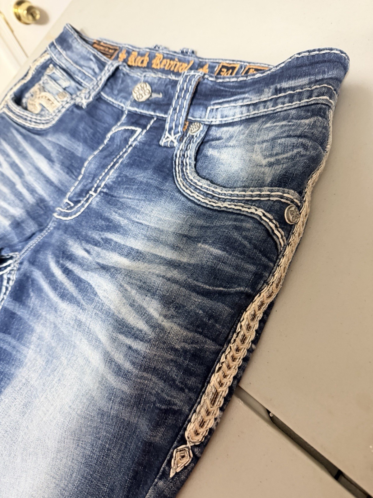 Rock Revival Bradlee Straight Jeans Medium Wash 6-Pocket 34×30