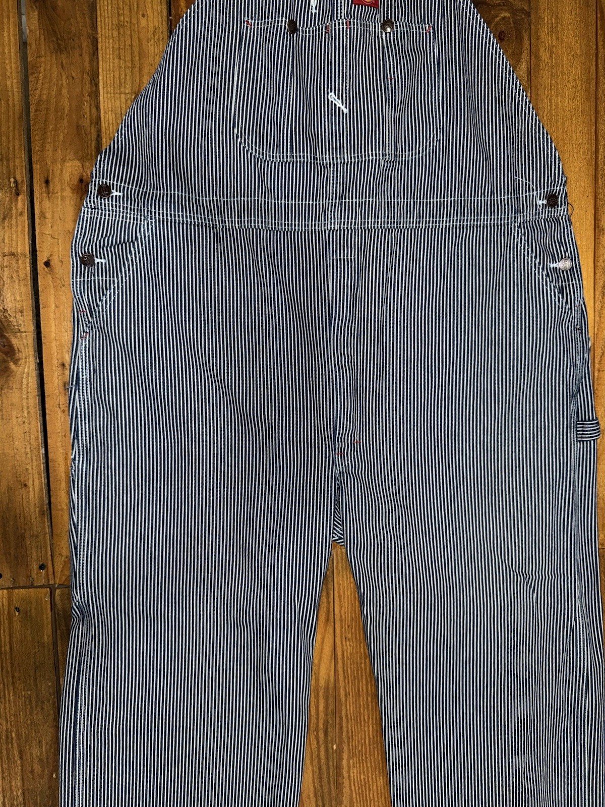 Dickies Engineer Overall Bibs Blue/White Stripe 48” Waists 27.5 In Seam Euc