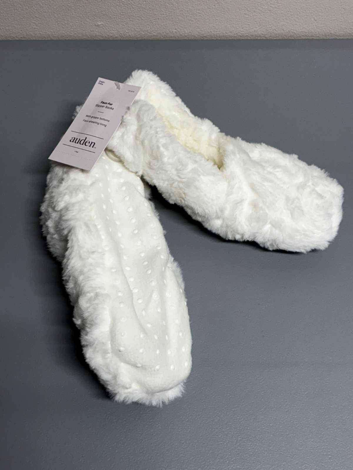 3 pack Auden Faux Fur Slipper Socks Women Gripper Bottoms