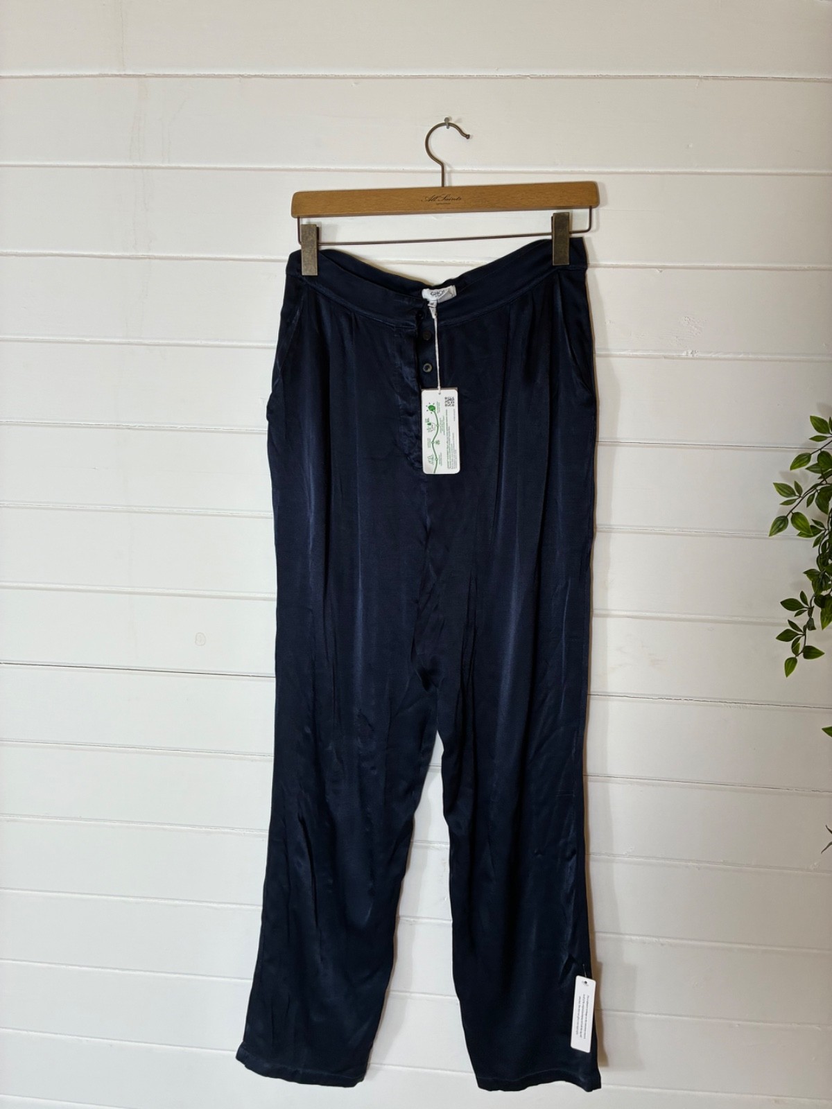 GHOST LONDON DEEP BLUE VISCOSE TAPERD TROUSERS SIZE M BNWT APPROX 10 12 SUMMER