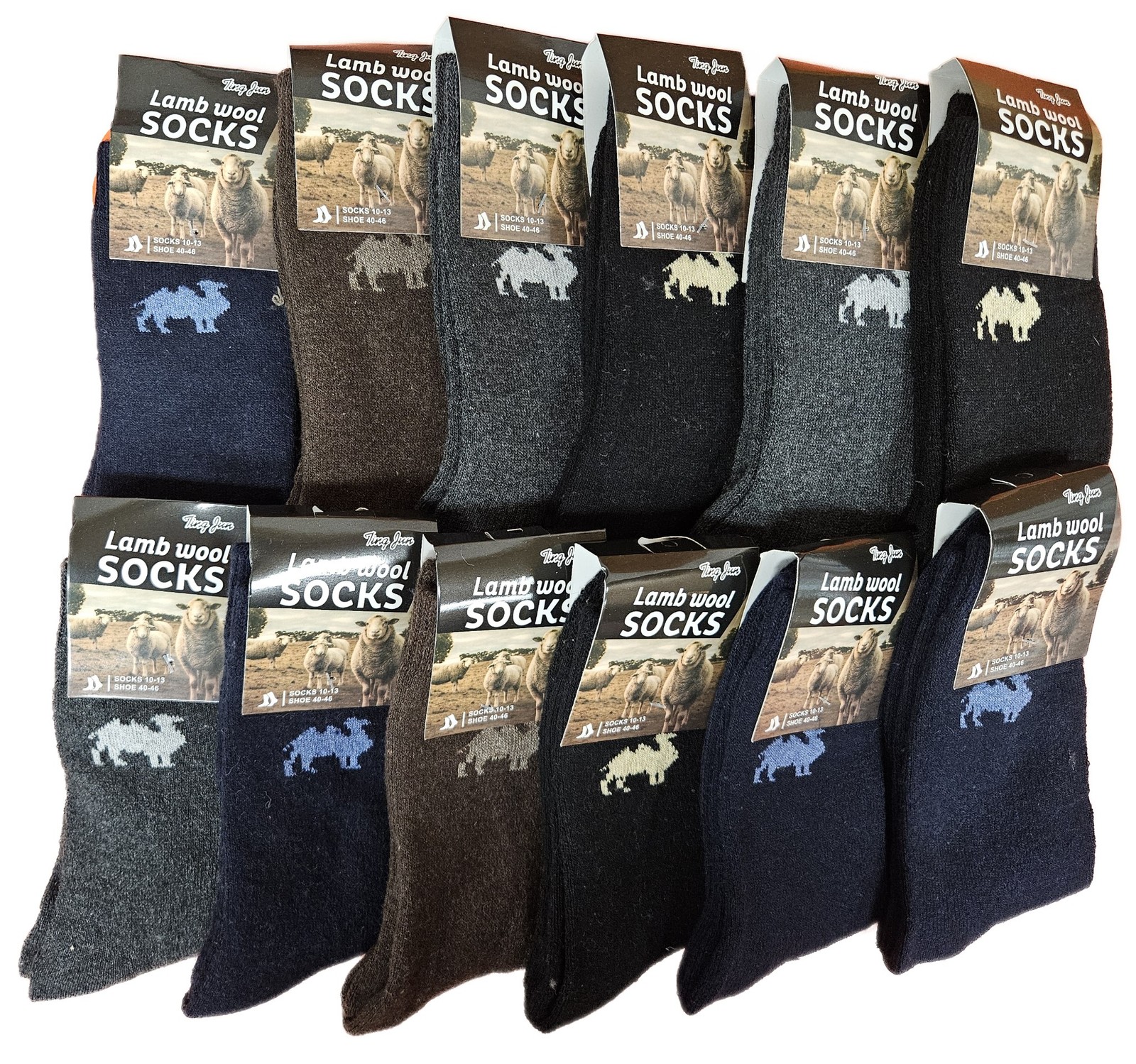Men Lamb Wool Socks, 12 Pack – Thick Warm Winter Cold Weather Thermal Crew Socks