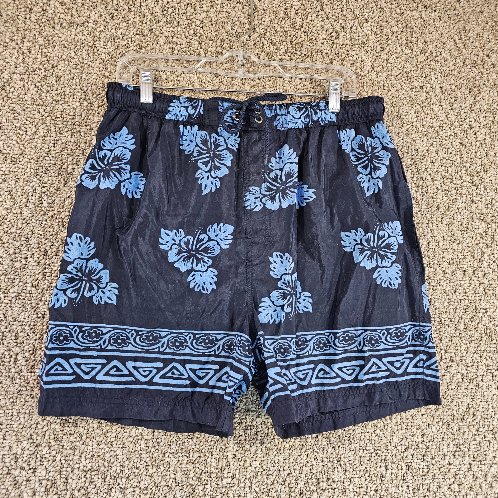 Sand and Sun Swim Trunks Mens Medium 32 – 34 Elastic Waist + Drawstring Floral