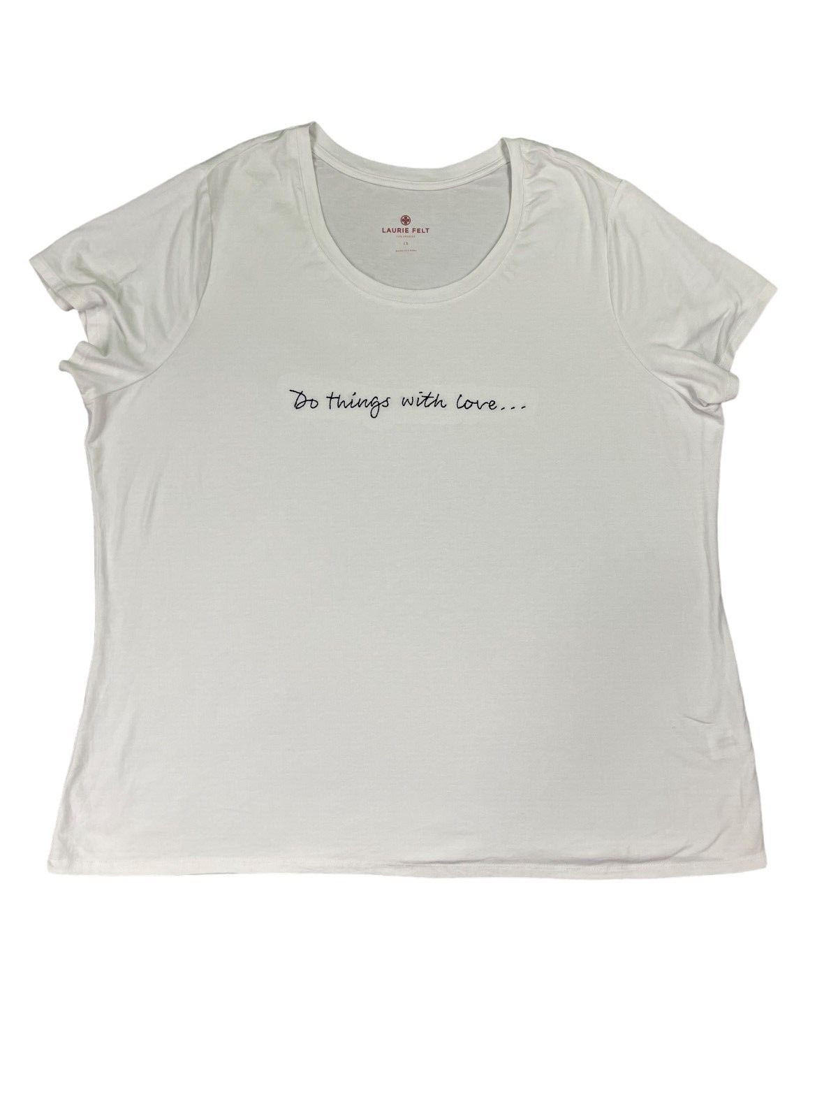 Laurie Felt Women White Classic Rayon Made from Bamboo Short Sleeve Tee Size 1X