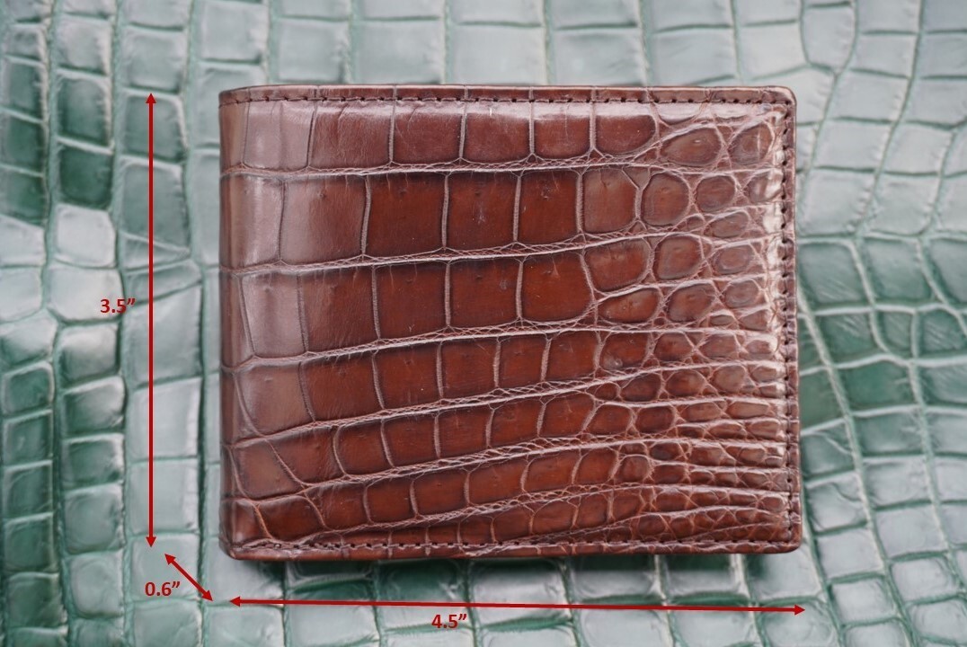 Double Side Genuine Brown Crocodile Belly Leather Skin Men’s Bifold Wallet #Y30